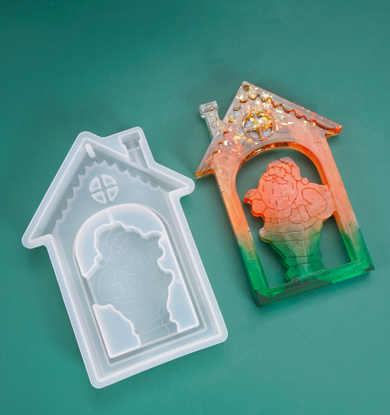 Силиконовый молд Дом с Сантой 14 см Силиконовый молд Дом с Сантой 14 см