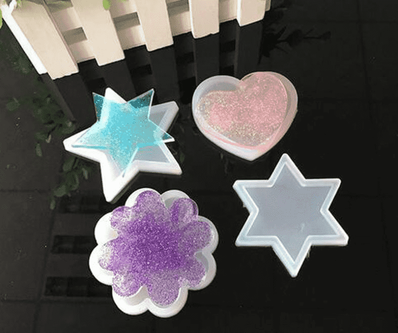 Набор силиконовых молдов "Звезды, сердце и цветочек" 4 шт Набор силиконовых молдов "Звезды, сердце и цветочек" 4 шт