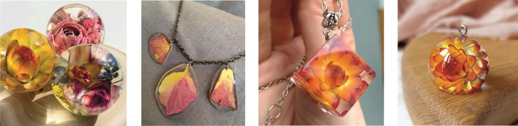 Украшения из смоля и оранжевых сухоцветов Украшения из смоля и оранжевых сухоцветов