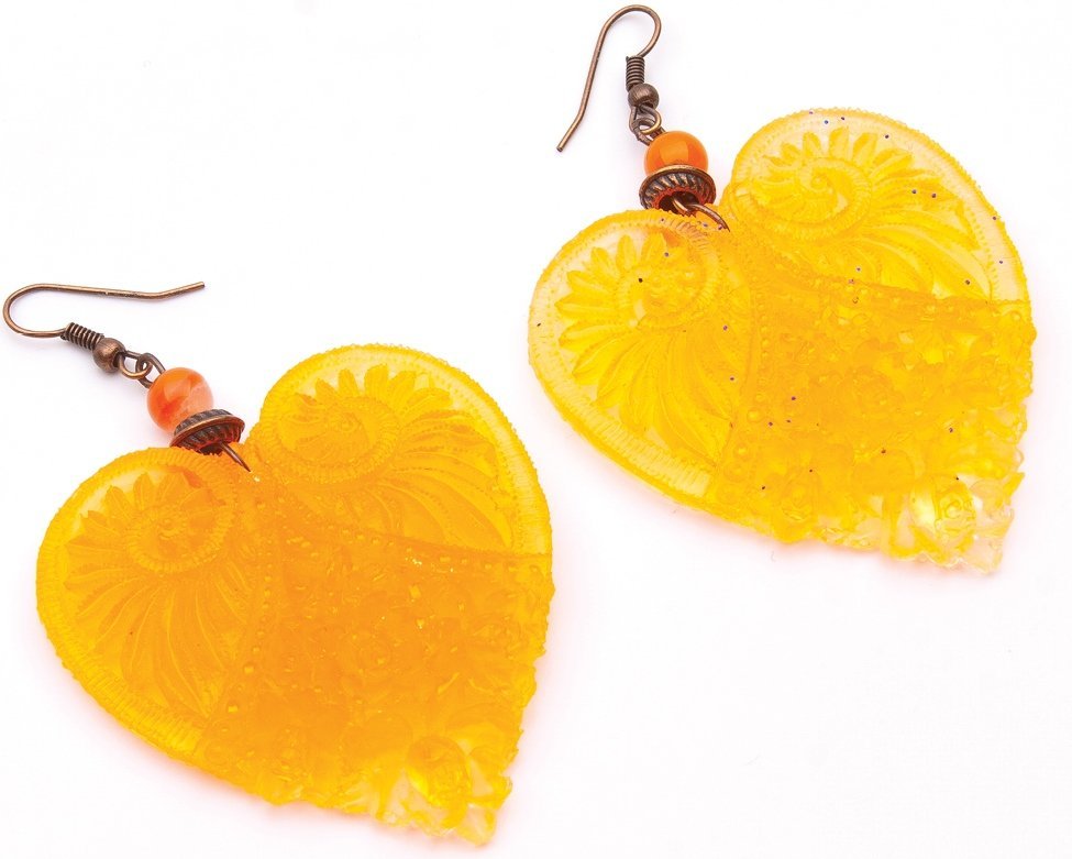 Оранжевые серьги из эпоксидной смолы