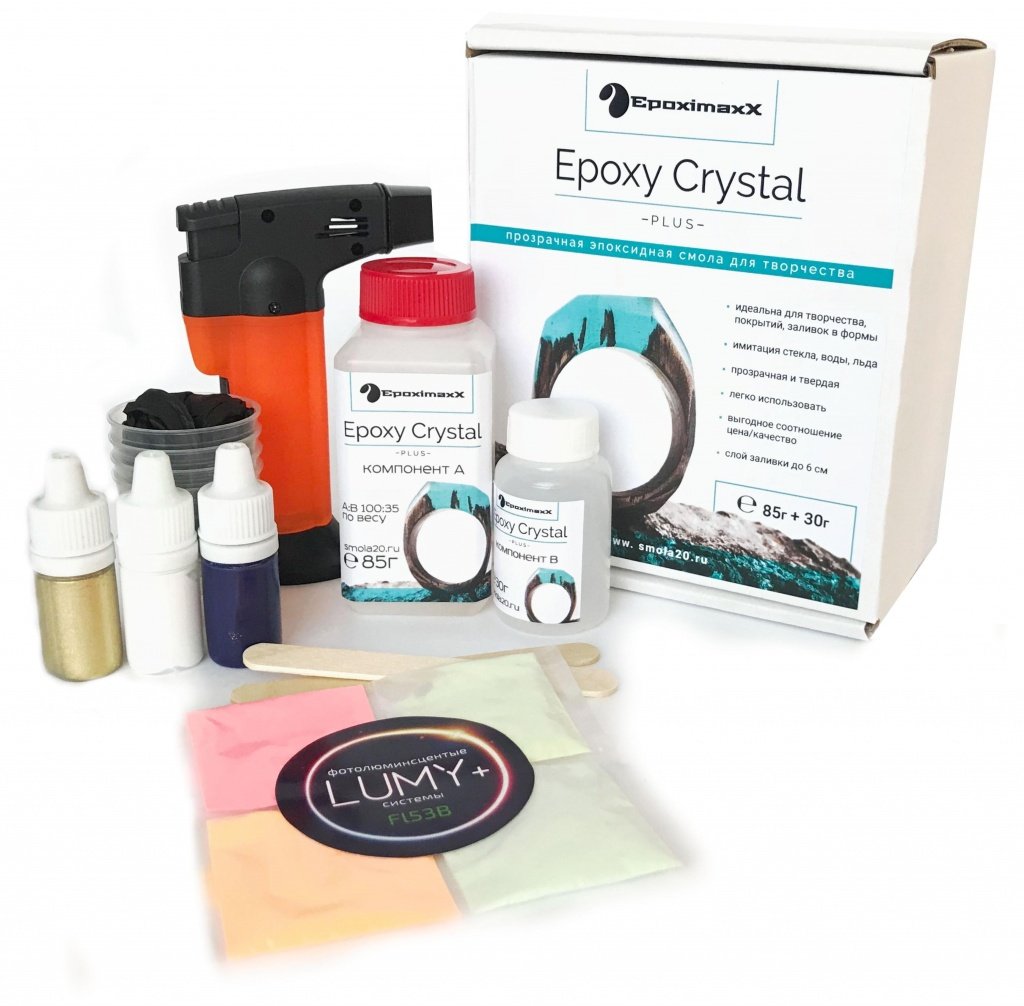 Премиальный набор ювелирной смолы Epoxy Crystal PLUS Премиальный набор ювелирной смолы Epoxy Crystal PLUS
