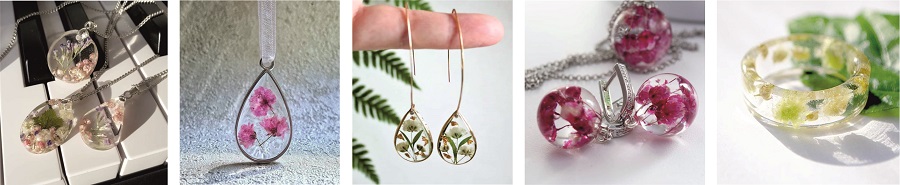 Украшения из гипсофилы и смолы Украшения из гипсофилы и смолы