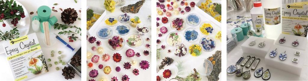 Заливаем высушенные бутоны и лепестки смолой