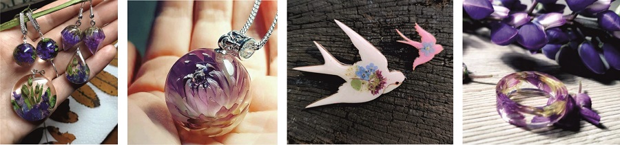 Применение сухоцветов с использованием смолы Применение сухоцветов с использованием смолы