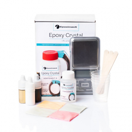 Premium-набор для творчества с прозрачной смолой EpoximaxX Epoxy Crystal PLUS (115 г), 18 предметов
