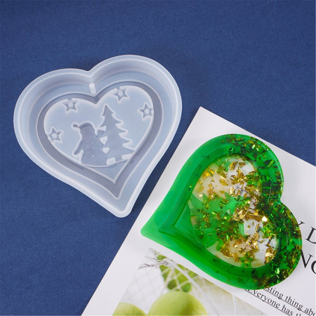Силиконовый молд Новогоднее сердце 12 см