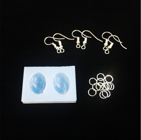 Фурнитура для создания серёжек "Две овальные линзы"