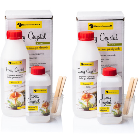 Ювелирная прозрачная эпоксидная смола Epoximaxx Epoxy Crystal PLUS, 580 г, 2 шт. Ювелирная прозрачная эпоксидная смола Epoximaxx Epoxy Crystal PLUS, 580 г, 2 шт.