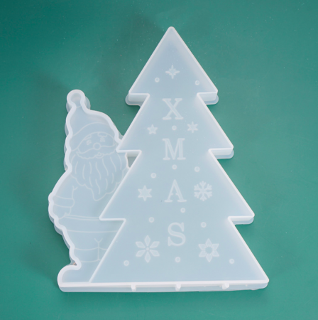 Силиконовый молд Елка с Сантой 20 см