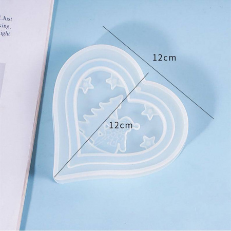 Силиконовый молд Новогоднее сердце 12 см