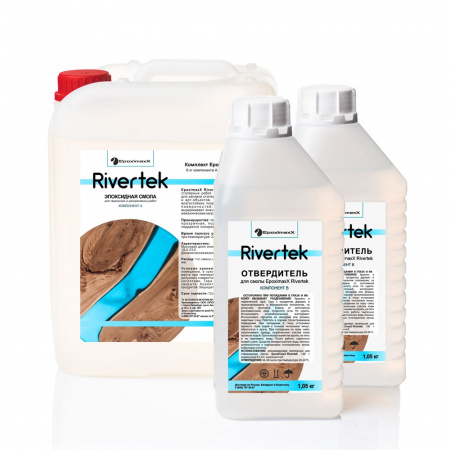 Смола для декоративных работ EpoximaxX Rivertek (прозрачная) с отвердителем, 8,1 кг