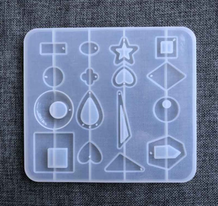 Силиконовый молд Серьги 2 Сердца и Друзья 16 в 1