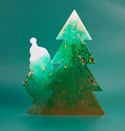 Силиконовый молд Елка с Сантой 20 см