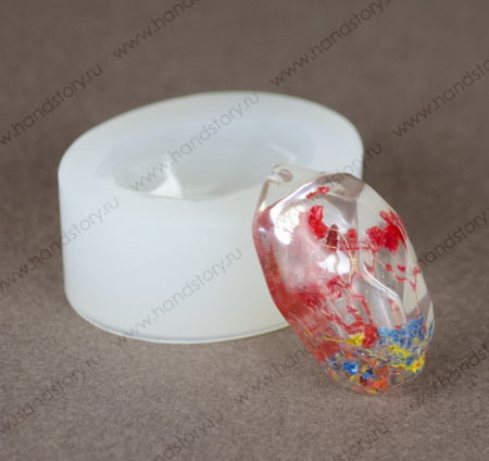 Молд для украшений "Линза граненая с отверстием"