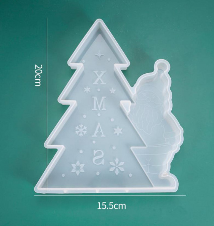 Силиконовый молд Елка с Сантой 20 см