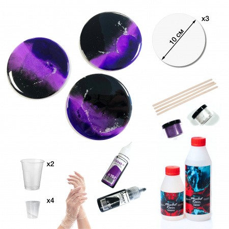 Набор для создания Подстаканников и Подставок EpoximaxX MixArt Resin «Млечный путь», 20 предметов