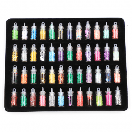 Набор блесток и декоративных наполнителей. 48 шт